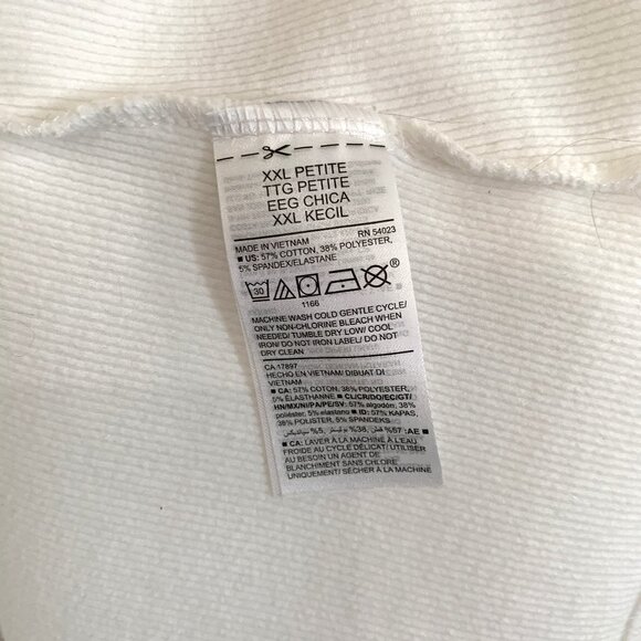 Old Navy Rib Knit Henley Top Slim Fit Button ¾ Sleeve White Size Petite XXL - Picture 5 of 5